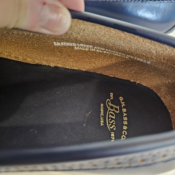 G.H. Bass & Co. Navy Blue Leather Platform Tassel Penny Loafer M 7 1/2 W 9 1/2 main image 4